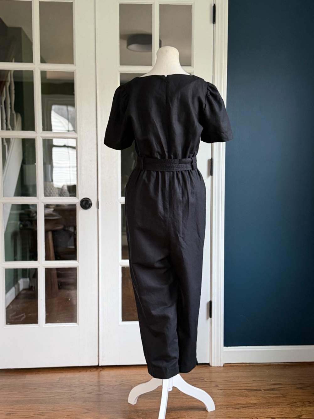 Kate Spade New York Black Cotton/Linen Twill Jumpsuit | Black | Size 6 - Picture 6 of 13